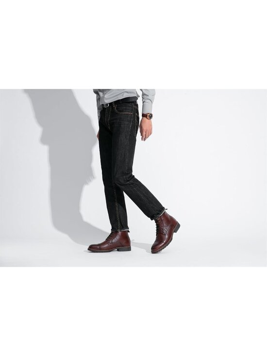 Men\'s Wine Red Boot Motorcycle Casual Boots for Men Zipper Fashion Chukka Boot main image 2